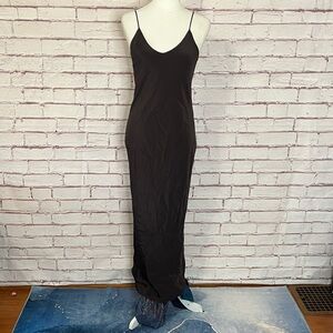 Carol Peretz 100% Silk Spaghetti Strap Maxi Slip Dress Rich Brown Size 10